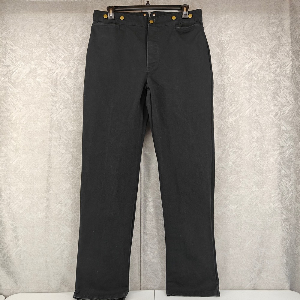 Scully RW040 Western Pants Mens 36 Black Canvas Button Fly Buckle Back Cowboy
